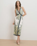 Veronica Beard Kaliza Scarf-Print Midi Dress - Light Pistachio Multi