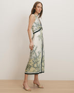 Veronica Beard Kaliza Scarf-Print Midi Dress - Light Pistachio Multi