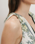 Veronica Beard Kaliza Scarf-Print Midi Dress - Light Pistachio Multi