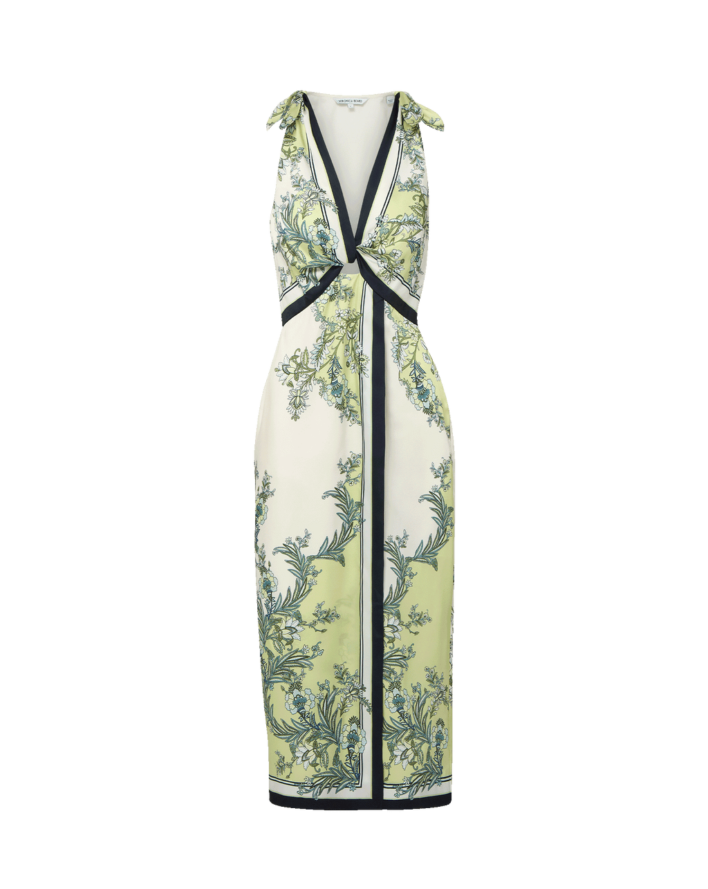 Veronica Beard Kaliza Scarf-Print Midi Dress - Light Pistachio Multi