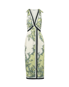 Veronica Beard Kaliza Scarf-Print Midi Dress - Light Pistachio Multi