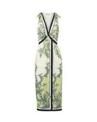 Veronica Beard Kaliza Scarf-Print Midi Dress - Light Pistachio Multi