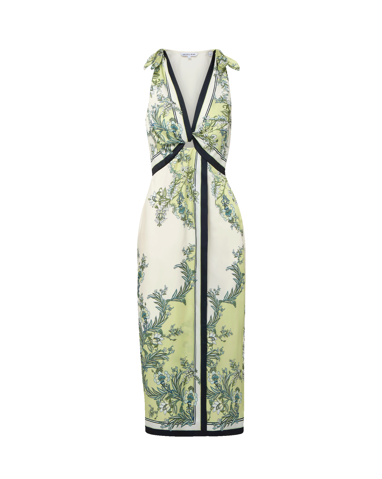 Veronica Beard Kaliza Scarf-Print Midi Dress - Light Pistachio Multi