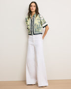 Veronica Beard Spruce Button-Down Shirt - Light Pistachio Multi