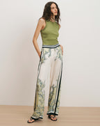 Veronica Beard Grigore Wide-Leg Pant - Light Pistachio Multi