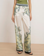 Veronica Beard Grigore Wide-Leg Pant - Light Pistachio Multi