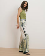 Veronica Beard Grigore Wide-Leg Pant - Light Pistachio Multi