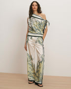 Veronica Beard Grigore Wide-Leg Pant - Light Pistachio Multi