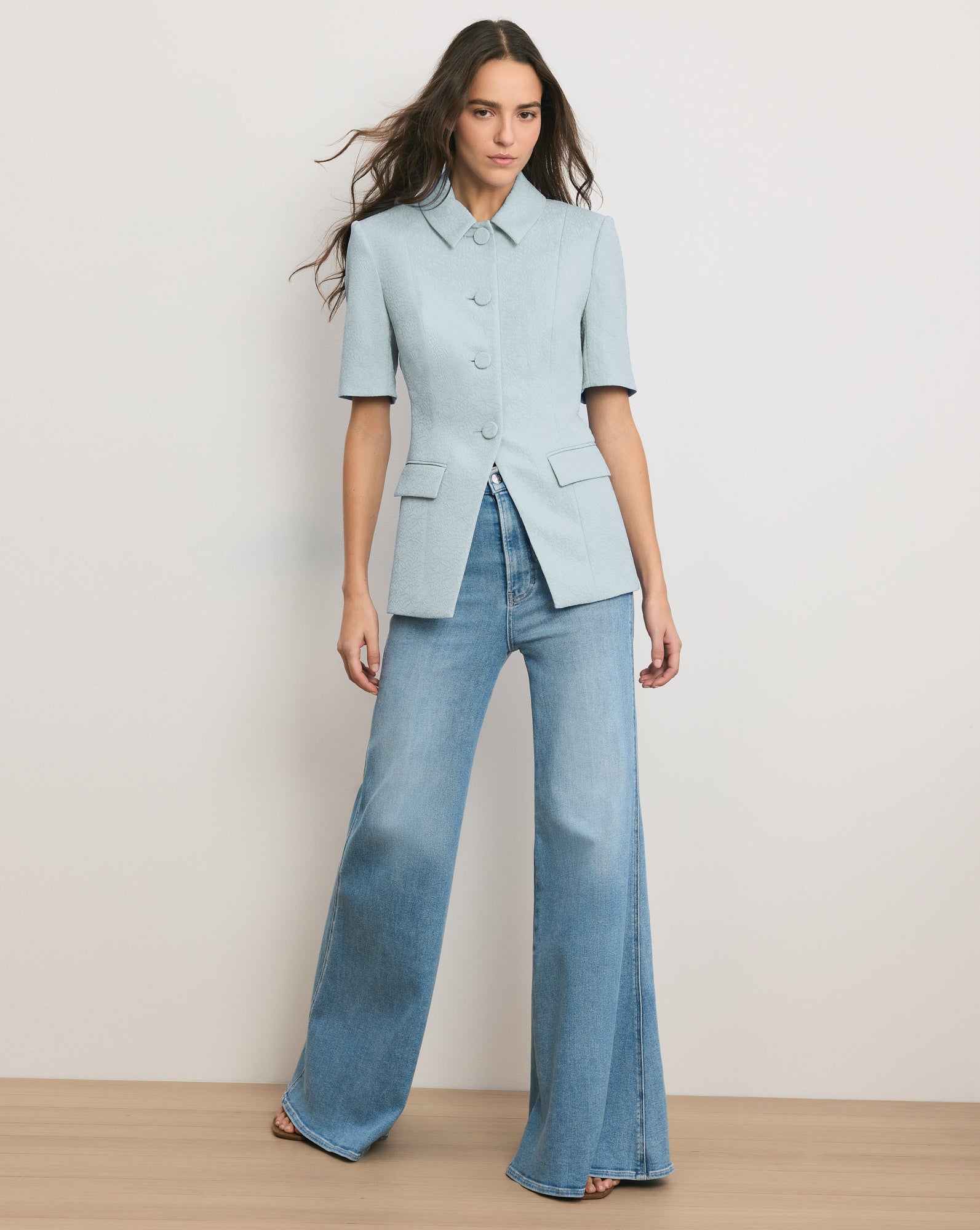 Veronica Beard Bodie Jacquard Jacket - Blue Stream
