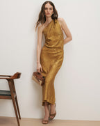 Veronica Beard Grycen One-Shoulder Midi Dress - Gold Ochre