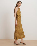 Veronica Beard Grycen One-Shoulder Midi Dress - Gold Ochre
