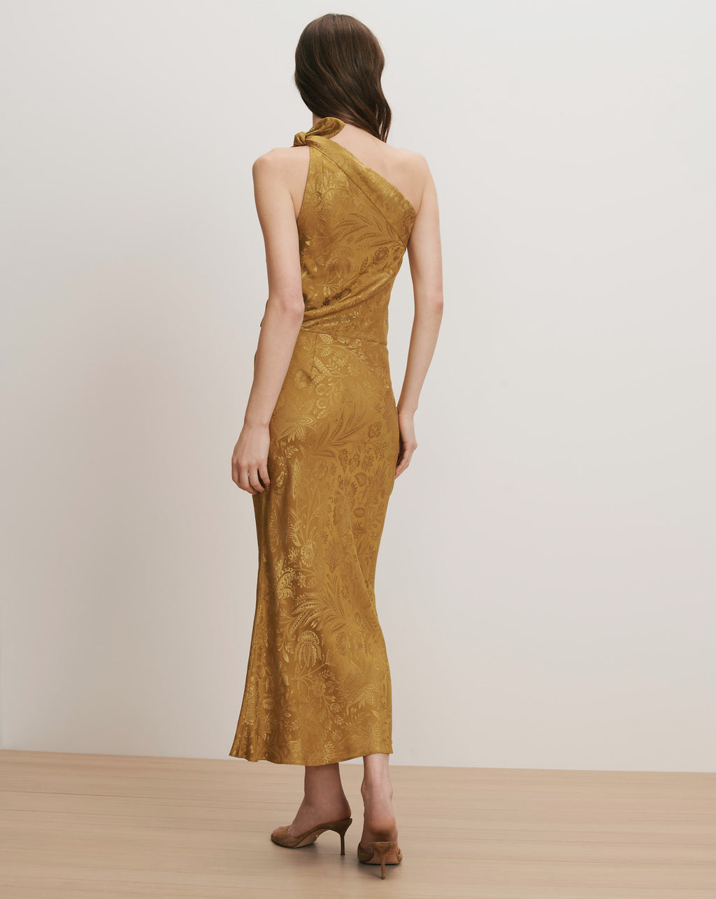 Veronica Beard Grycen One-Shoulder Midi Dress - Gold Ochre