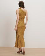 Veronica Beard Grycen One-Shoulder Midi Dress - Gold Ochre