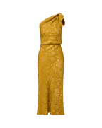 Veronica Beard Grycen One-Shoulder Midi Dress - Gold Ochre