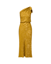 Veronica Beard Grycen One-Shoulder Midi Dress - Gold Ochre