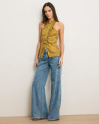 Veronica Beard Pacey Halter Top - Gold Ochre