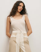 Veronica Beard Belvedere Knit Tank Top - Ecru