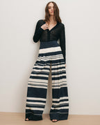 Veronica Beard Heron Crossover Waistband Pant - Navy/Dove White