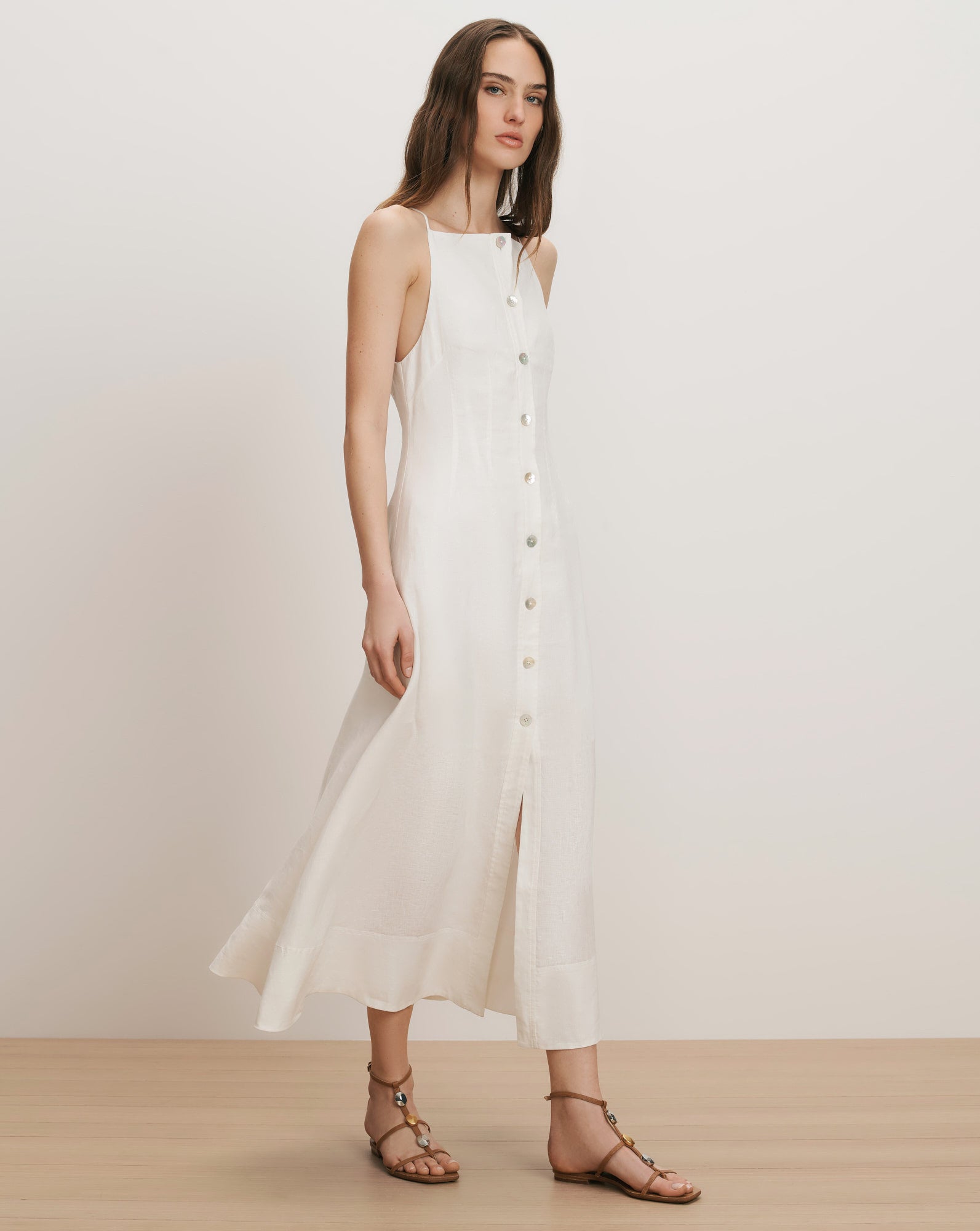 Veronica Beard Georges Linen Midi Dress - White