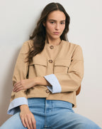 Veronica Beard Gala Cropped Utility Jacket - Khaki