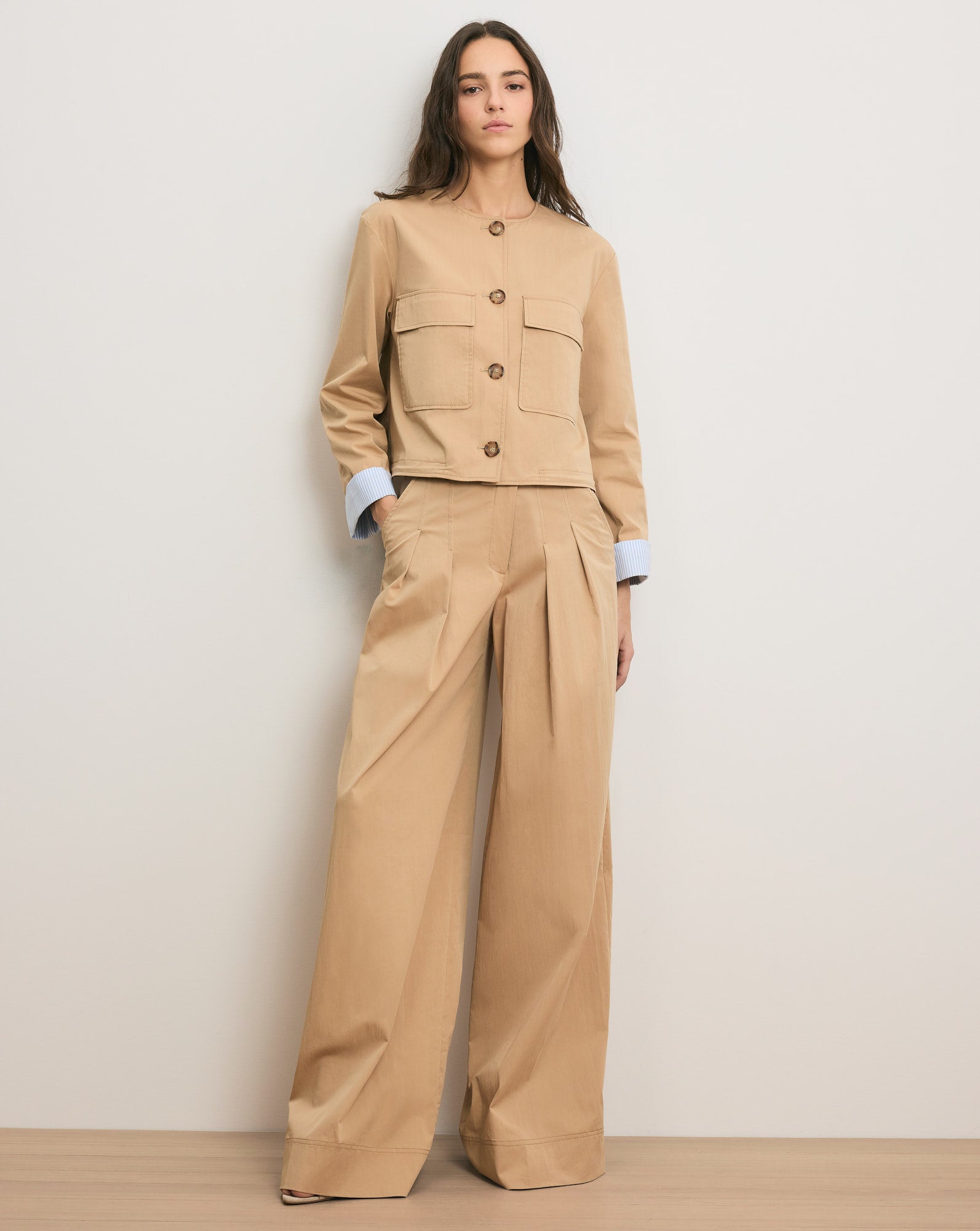 Veronica Beard Gala Cropped Utility Jacket - Khaki