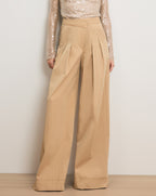 Veronica Beard Heron Crossover Waistband Pant - Khaki