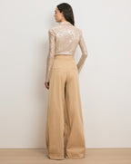 Veronica Beard Heron Crossover Waistband Pant - Khaki