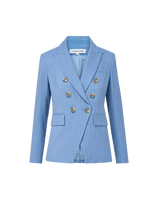 Veronica Beard Miller Pinstripe Dickey Jacket - Blue Jay/Dove White