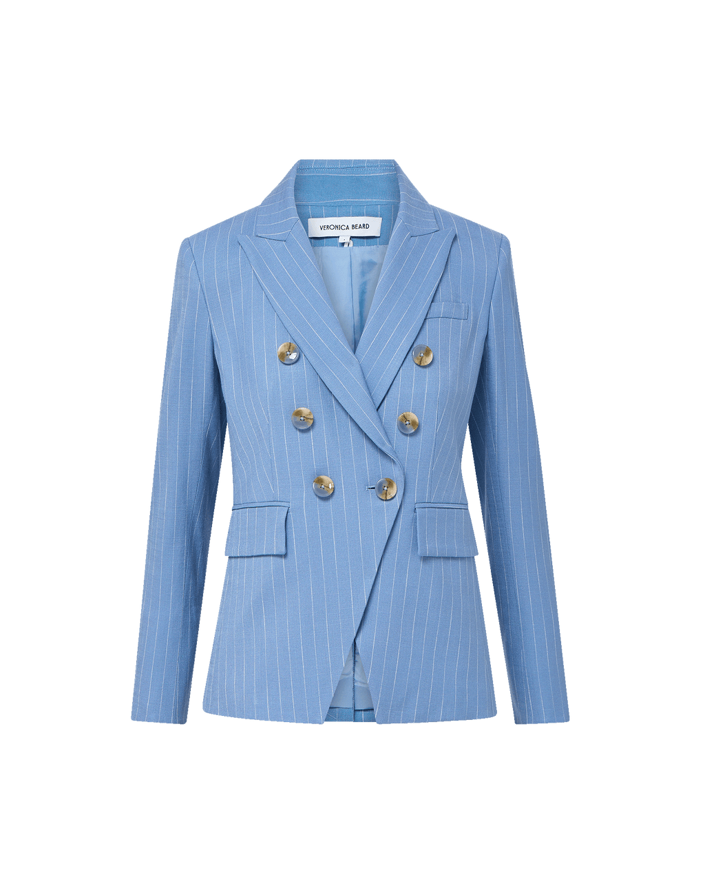 Veronica Beard Miller Pinstripe Dickey Jacket - Blue Jay/Dove White