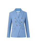 Veronica Beard Miller Pinstripe Dickey Jacket - Blue Jay/Dove White