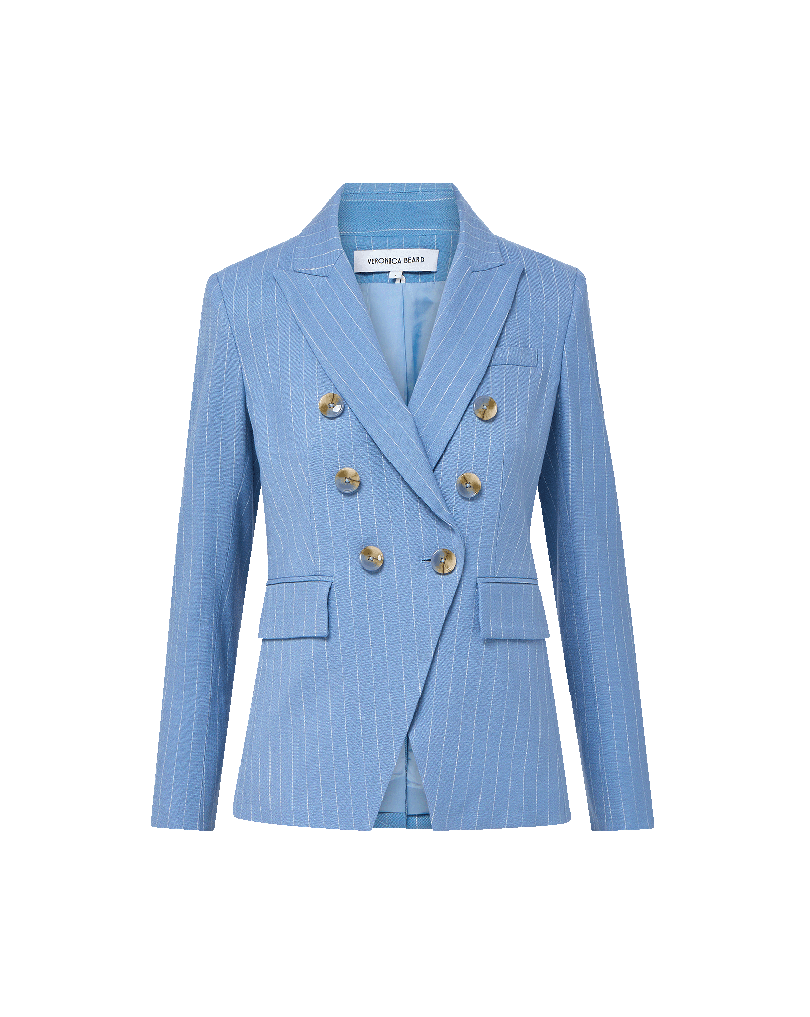 Veronica Beard Miller Pinstripe Dickey Jacket - Blue Jay/Dove White