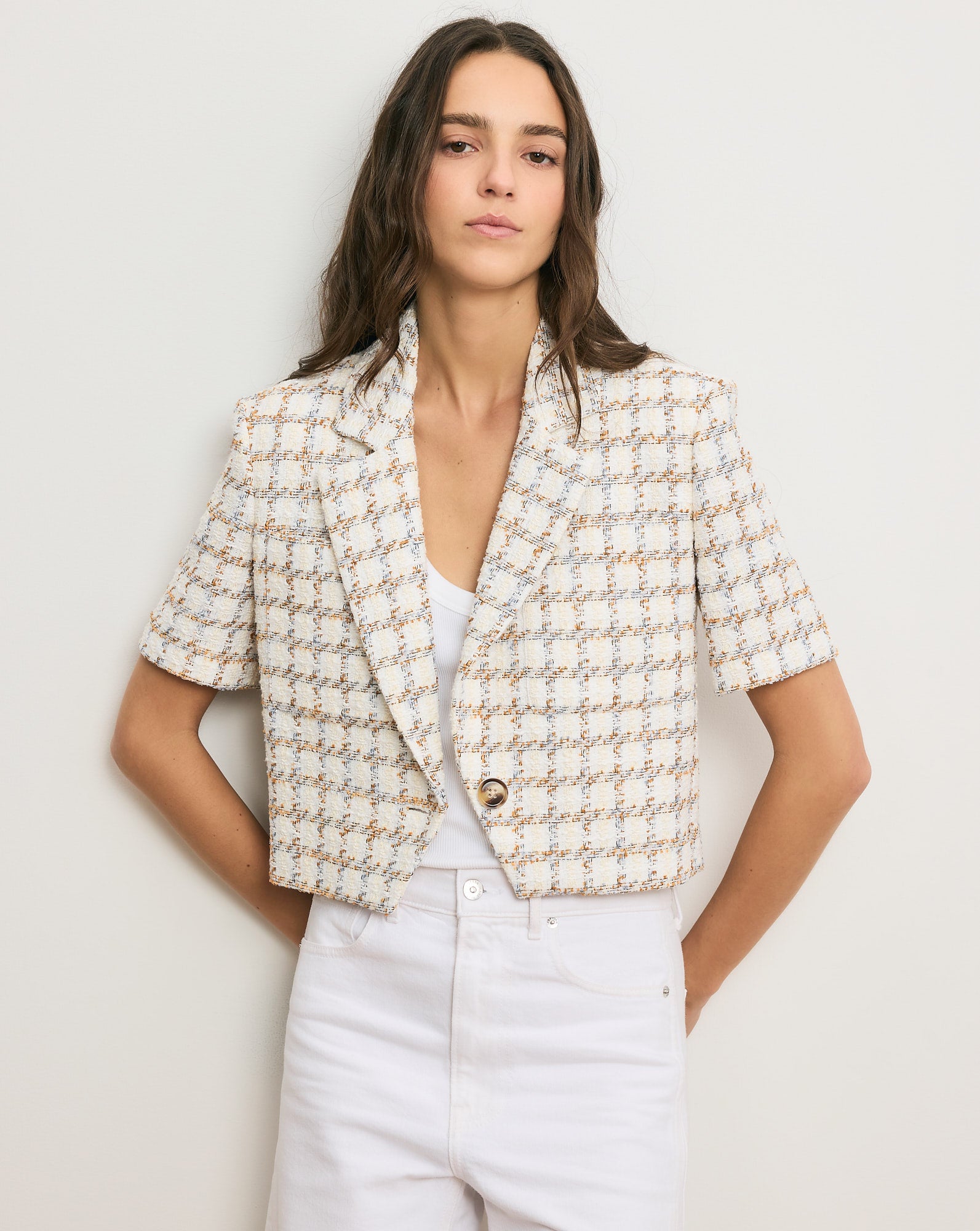 Veronica Beard Montenegro Tweed Jacket - Ecru Multi