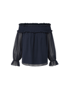 Veronica Beard Callum Off-the-Shoulder Top - Navy