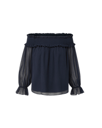 Veronica Beard Callum Off-the-Shoulder Top - Navy