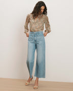 Veronica Beard Ashlynn Silk Blouse - Stone Khaki Multi