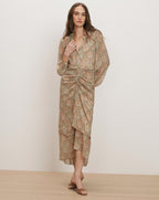 Veronica Beard Ashlynn Silk Blouse - Stone Khaki Multi