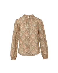 Veronica Beard Ashlynn Silk Blouse - Stone Khaki Multi