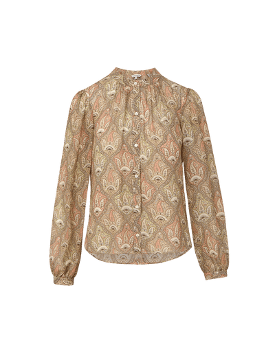 Veronica Beard Ashlynn Silk Blouse - Stone Khaki Multi