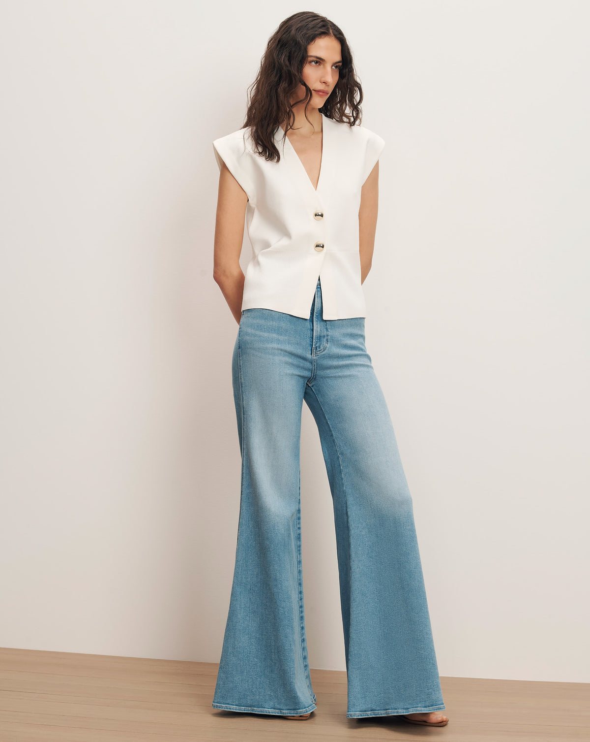 Isdor Rabi Isador Knit Vest in Off White | Veronica Beard