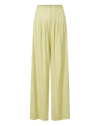 Veronica Beard Light green satin camisole with lace trim and matching wide-leg pleated trousers.