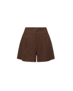 Veronica Beard Haina Pleated Short - Dark Mocha