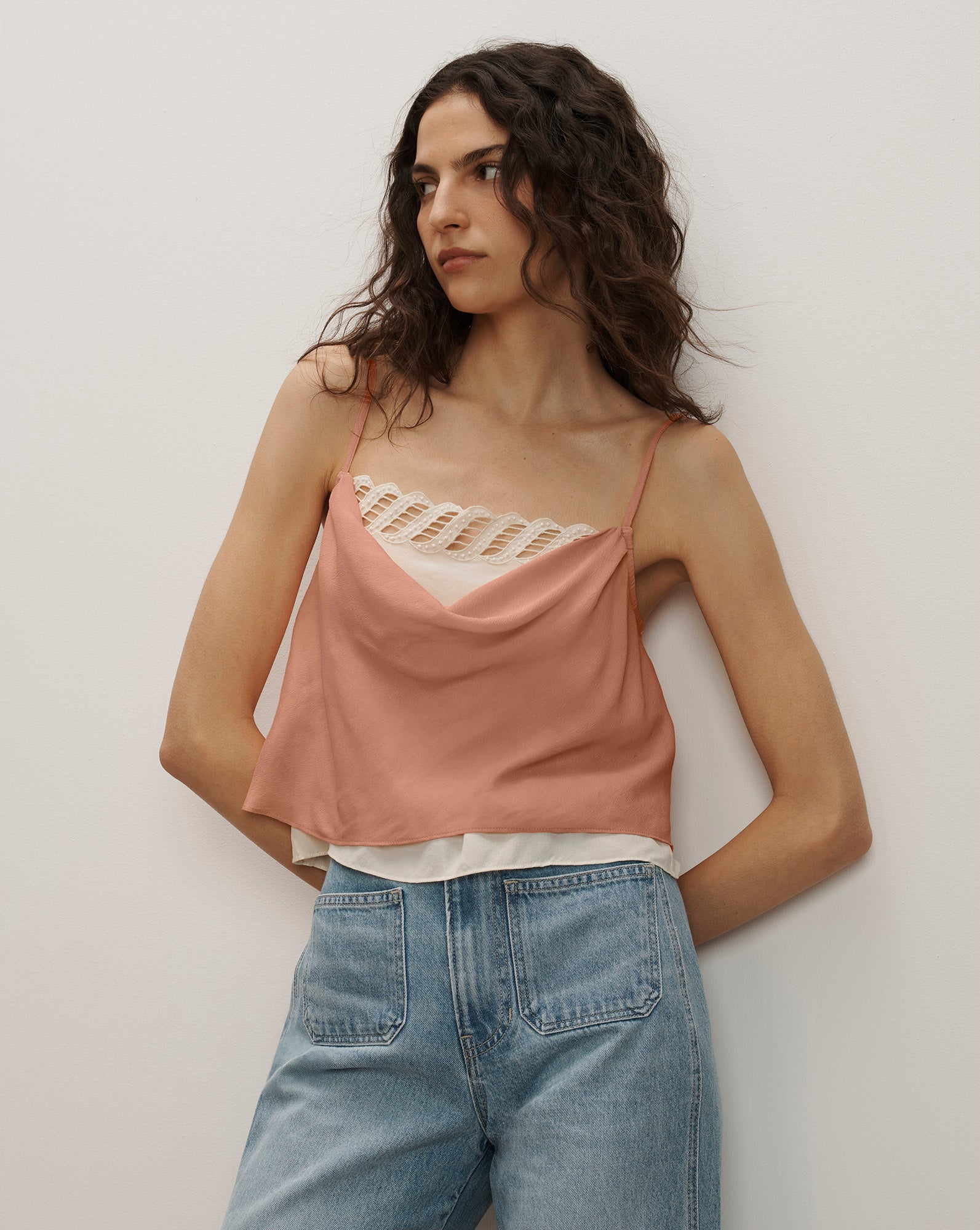 Lumora Silk-Blend Camisole in Light Coral Clay | Veronica Beard CA