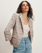 Veronica Beard Schoolboy Plaid Dickey Jacket - Muted Clay Multi