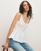 Veronica Beard Charlie Peplum Tank Top - White