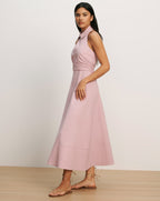 Veronica Beard Mackey Seersucker Halter Midi Dress - Pale Orchid Haze