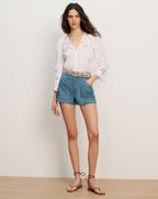 Veronica Beard Suniva Embroidered Shirt - White