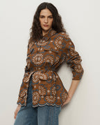 Veronica Beard Kiki Linen Eyelet Jacket - Deep Ochre Multi