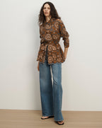 Veronica Beard Kiki Linen Eyelet Jacket - Deep Ochre Multi