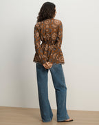 Veronica Beard Kiki Linen Eyelet Jacket - Deep Ochre Multi