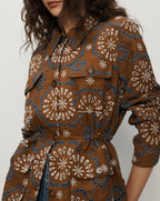Veronica Beard Kiki Linen Eyelet Jacket - Deep Ochre Multi